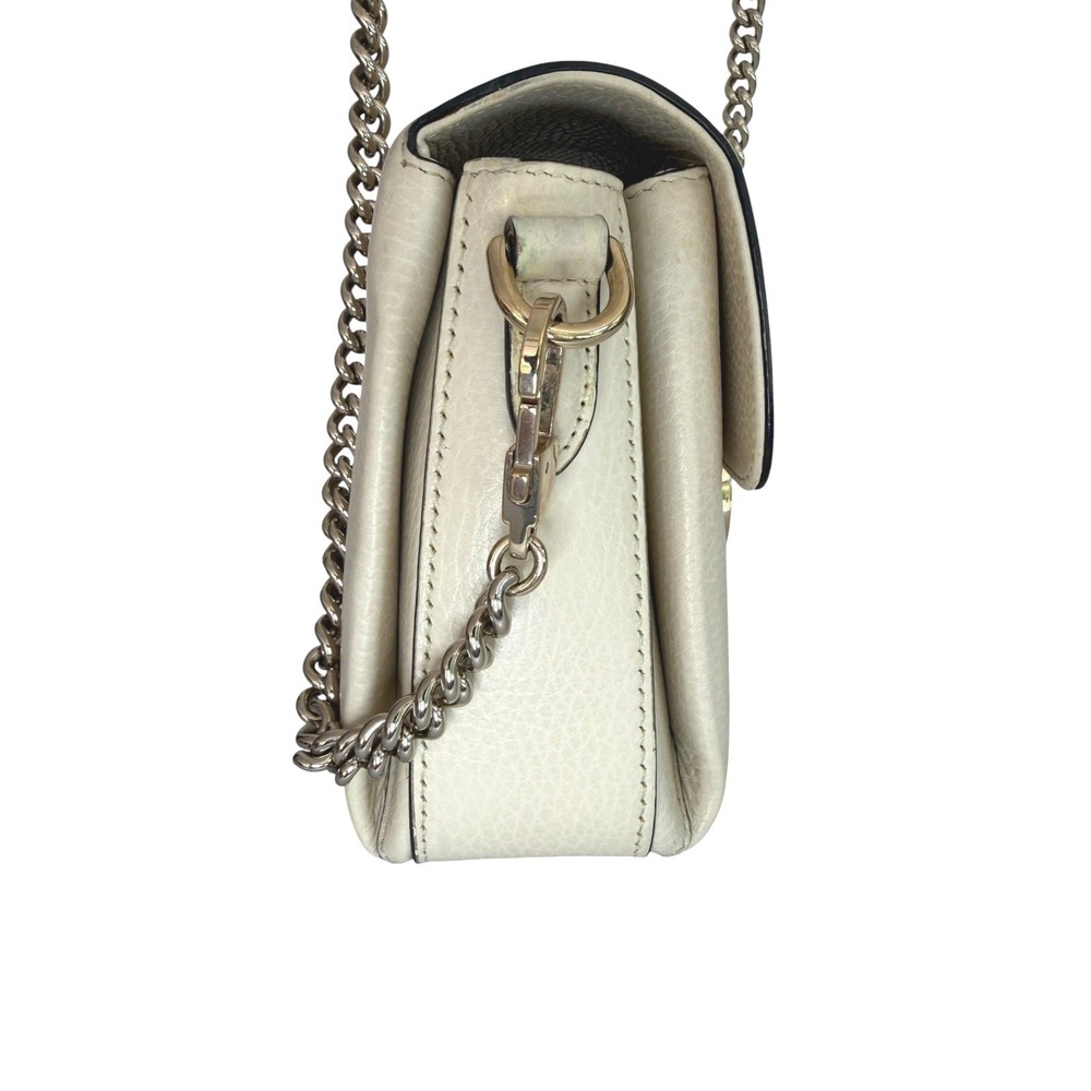 Gucci Interlocking G Dollar Calfskin Chain Crossbody Bag Cream White Dust Bag - Picture 3 of 14